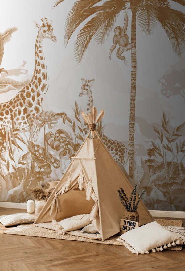 Girafe et oiseau Papier peint Girafe et oiseau