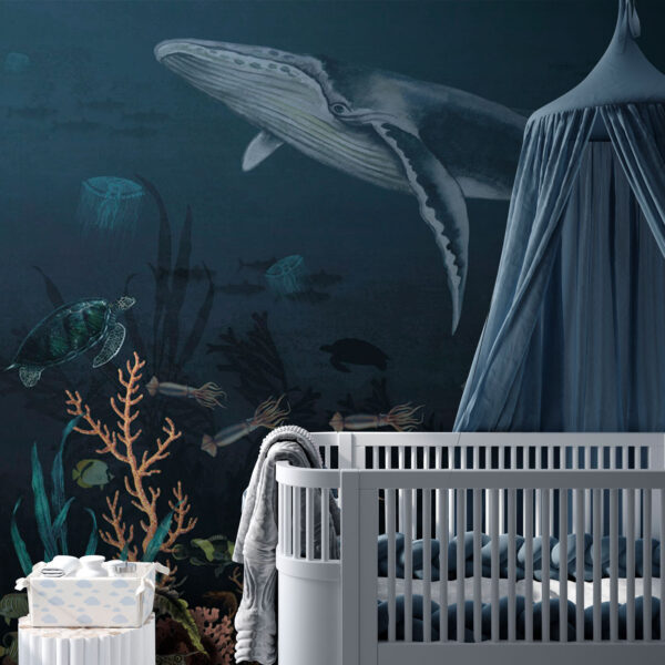 Baleine nageant dans l'eau Papier peint Baleine nageant dans l'eau