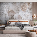 Papier peint Motif abstrait de feuilles tropicales