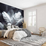 Papier peint Plumes blanches douces en couches légères