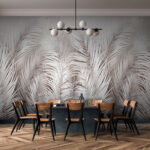Papier peint Les plumes blanches créent un motif abstrait.