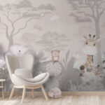 Papier peint Girafe assise sur un arbre