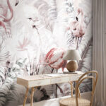 Papier peint Flamant rose au long cou