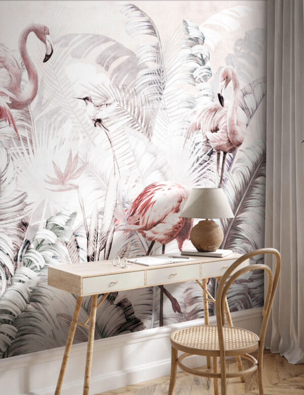 Flamant rose au long cou Papier peint Flamant rose au long cou
