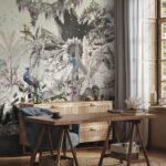 Papier peint Peinture murale d'oiseaux et de plantes