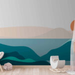 Papier peint Paysage avec montagnes et coucher de soleil