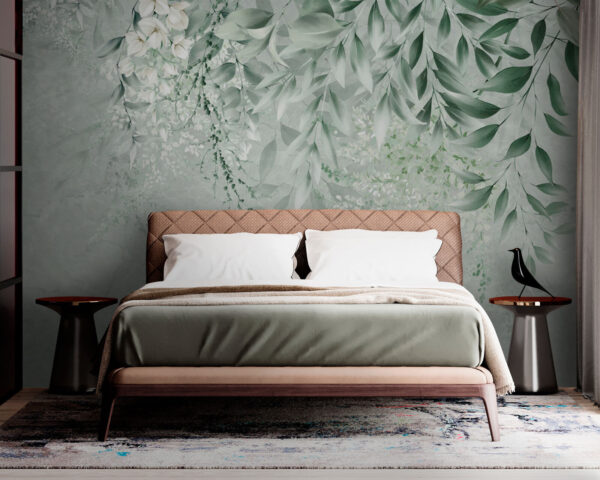 Elégance florale avec des feuilles subtiles Papier peint Elégance florale avec des feuilles subtiles