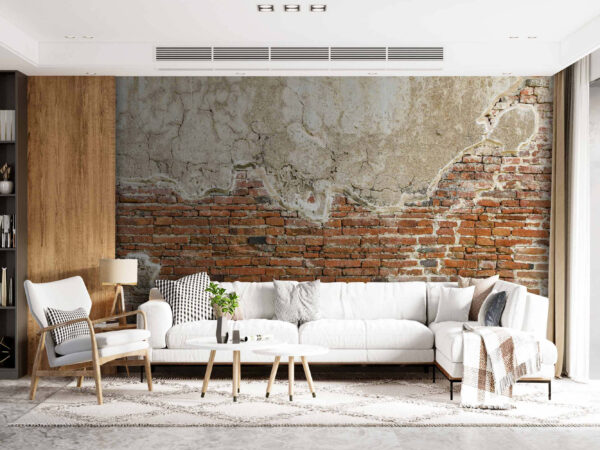 Mur de briques altérées avec des fissures Papier peint Mur de briques altérées avec des fissures