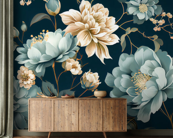 Élégant motif floral dans des teintes douces Papier peint Élégant motif floral dans des teintes douces