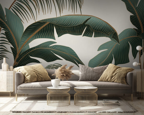 Feuilles tropicales aux motifs complexes Papier peint Feuilles tropicales aux motifs complexes