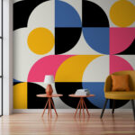 Papier peint Cercle jaune sur fond gris
