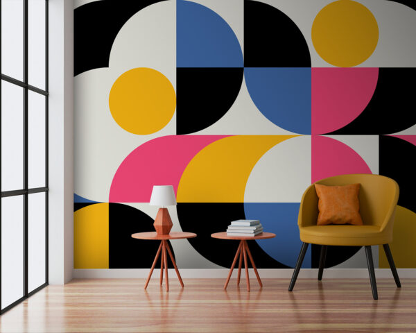 Cercle jaune sur fond gris Papier peint Cercle jaune sur fond gris