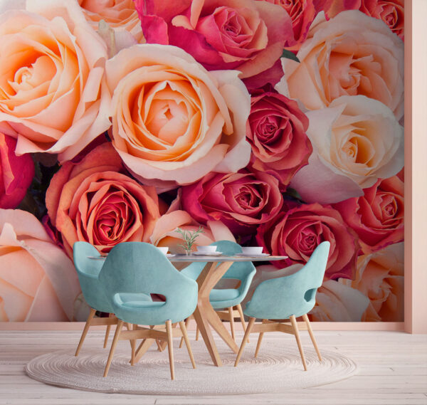 Groupe de roses roses et blanches Papier peint Groupe de roses roses et blanches