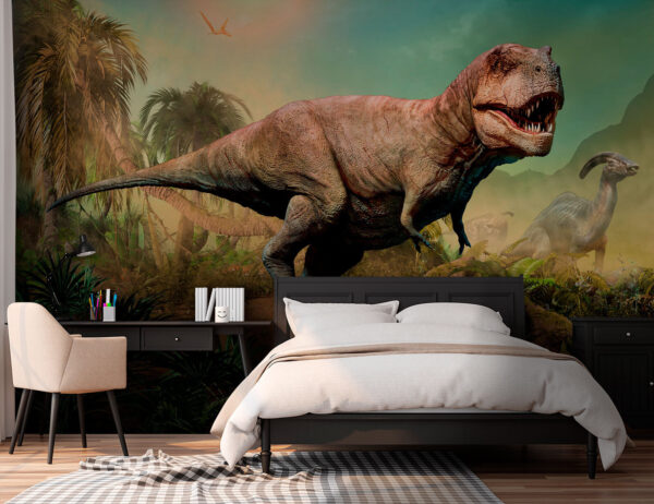 Dinosaure avec des cornes et un long cou Papier peint Dinosaure avec des cornes et un long cou