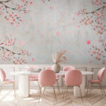 Papier peint Cercle rose sur une surface blanche