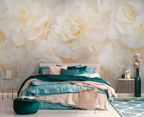 Pétales souples dans une floraison blanc crème Papier peint Pétales souples dans une floraison blanc crème