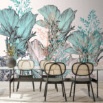 Papier peint Illustration botanique artistique dans des tons pastel