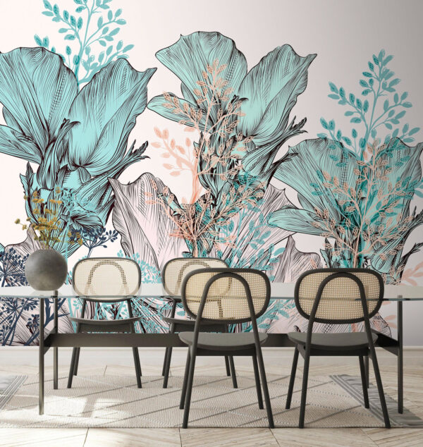 Illustration botanique artistique dans des tons pastel Papier peint Illustration botanique artistique dans des tons pastel