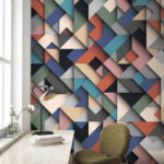 Papier peint Motif multicolore de carrés