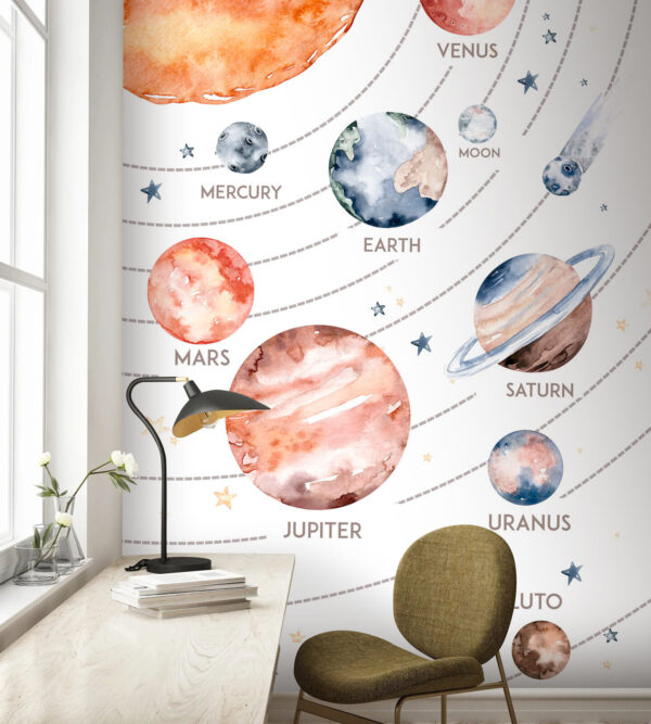 Aquarelle d'une planète avec des anneaux Papier peint Aquarelle d'une planète avec des anneaux