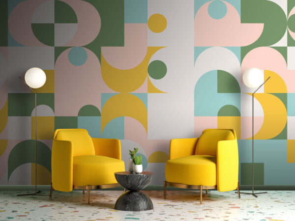 Motif coloré avec des cercles et des points Papier peint Motif coloré avec des cercles et des points