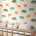 Papier peint Motif de dinosaures en bande dessinée
