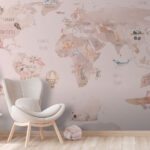 Papier peint Carte du monde avec animaux