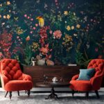 Papier peint Paradis floral avec des oiseaux vibrants