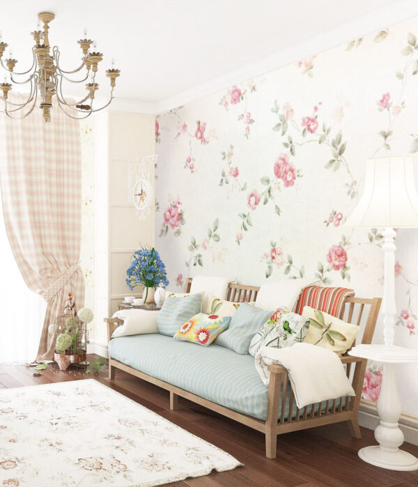 Motif floral sur un mur Papier peint Motif floral sur un mur