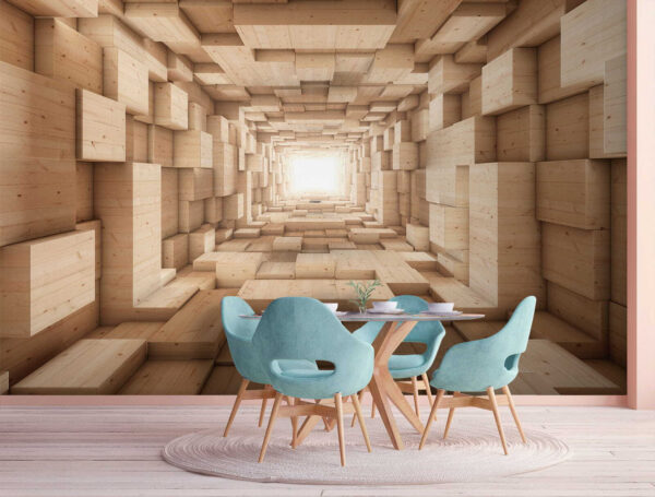 Boîte en bois sur un mur Papier peint Boîte en bois sur un mur