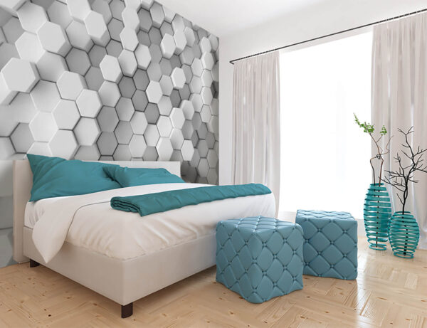 Motif géométrique hexagonal en niveaux de gris Papier peint Motif géométrique hexagonal en niveaux de gris