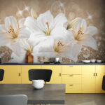 Papier peint Groupe de fleurs blanches