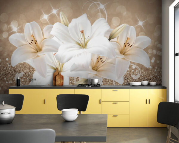 Groupe de fleurs blanches Papier peint Groupe de fleurs blanches