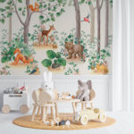Papier peint Papier peint avec des animaux dans la forêt