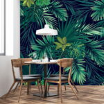 Papier peint Motif de feuilles vertes