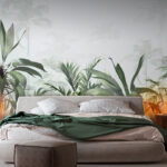 Papier peint Jungle tropicale luxuriante dans la brume