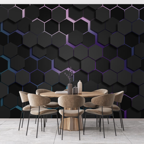 Papier peint Groupe d'hexagones noirs