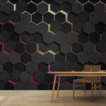 Papier peint Groupe d'hexagones noirs