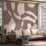 Papier peint Motif marron et blanc