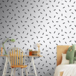 Papier peint Lignes noires sur fond blanc