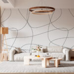 Papier peint Lignes noires sur fond blanc