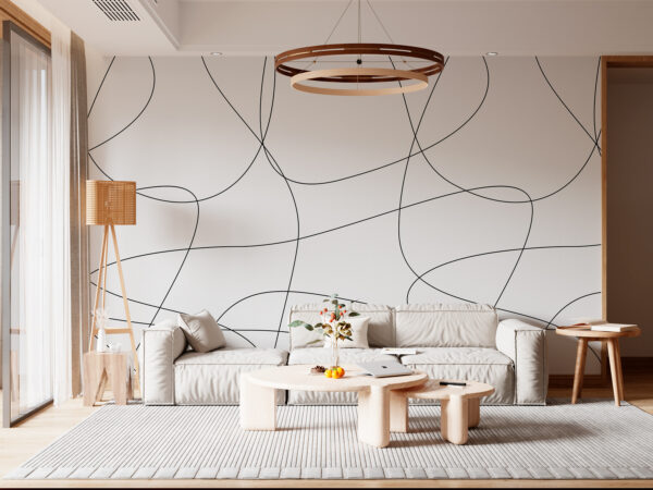 Lignes noires sur fond blanc Papier peint Lignes noires sur fond blanc