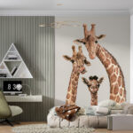 Papier peint Groupe de girafes avec leurs têtes ensemble