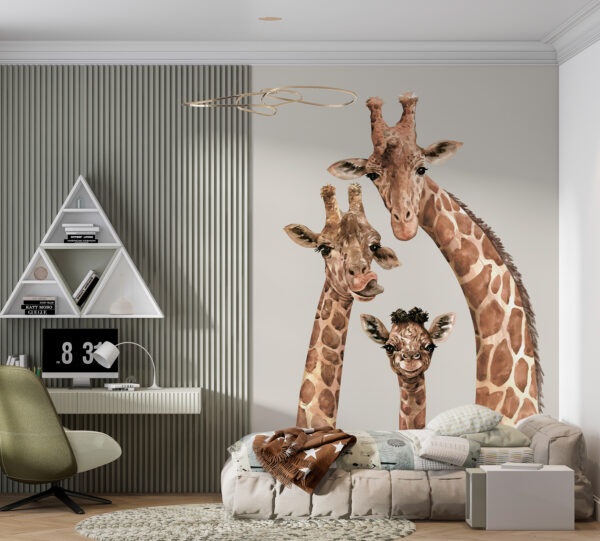 Groupe de girafes avec leurs têtes ensemble Papier peint Groupe de girafes avec leurs têtes ensemble