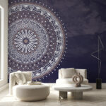 Papier peint Mandala violet et blanc