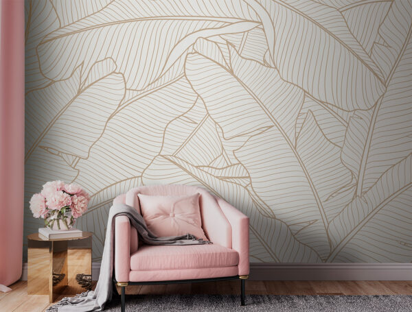Motif de feuilles aux lignes élégantes Papier peint Motif de feuilles aux lignes élégantes