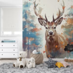 Papier peint Peinture d'un cerf avec des bois