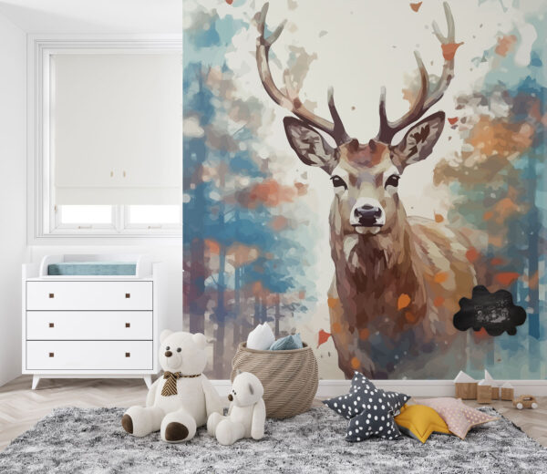 Peinture d'un cerf avec des bois Papier peint Peinture d'un cerf avec des bois