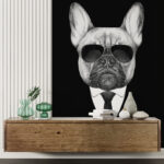 Papier peint Dessin d'un chien portant des lunettes de soleil