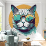 Papier peint Chat portant des lunettes de soleil